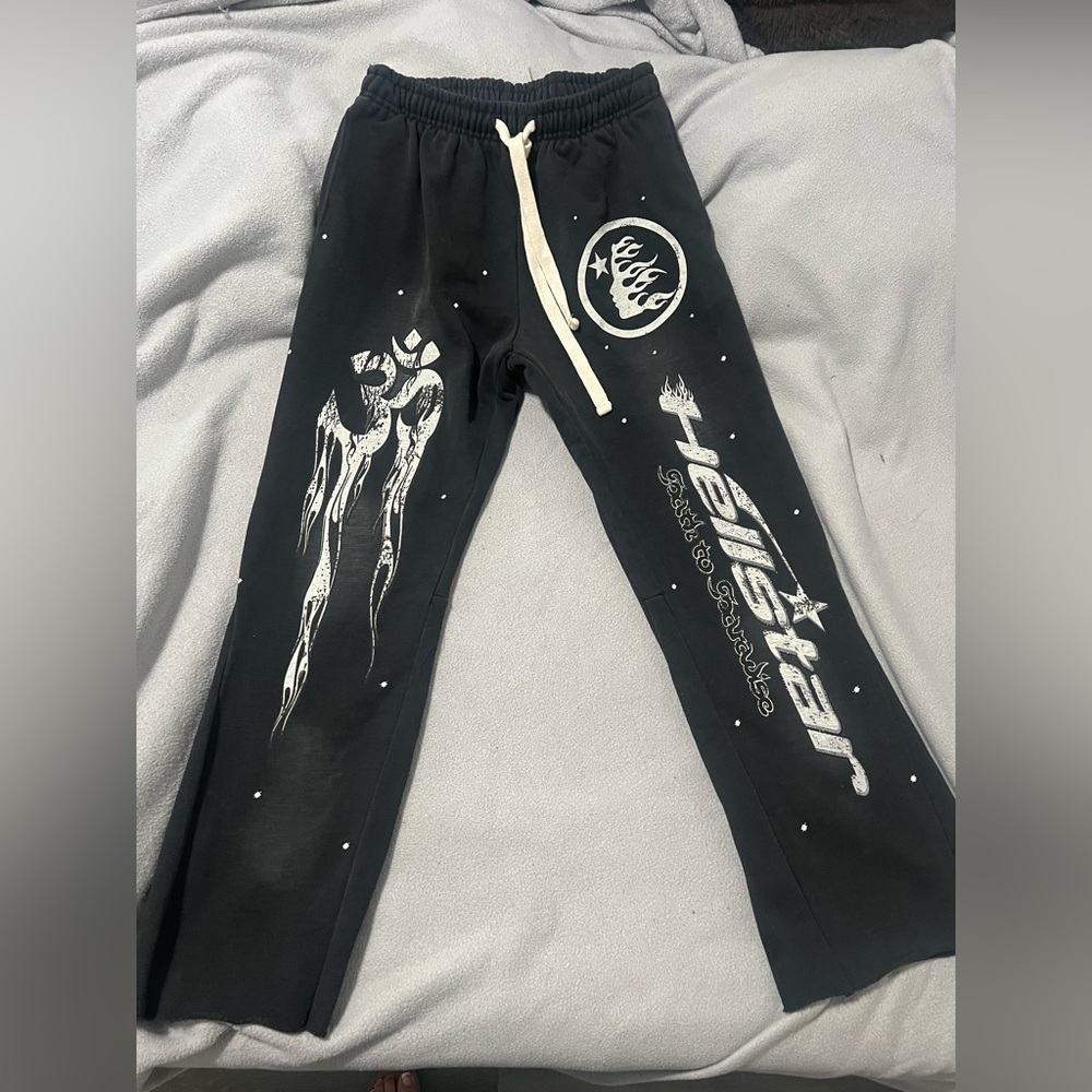 HELLSTAR STUDIOS RACER FLARE SWEATPANTS BLACK